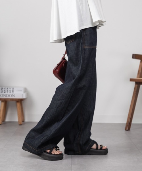 RCD(アールシーディー)の「ライトオンスデニムワイドベイカーパンツ(デニムパンツ・レディース・ブルー/ワンウォッシュ・3L/M/4L/LL/L)」の19枚目の写真