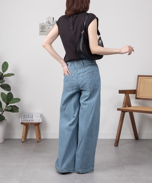 RCD(アールシーディー)の「ライトオンスデニムワイドベイカーパンツ(デニムパンツ・レディース・ブルー/ワンウォッシュ・3L/M/4L/LL/L)」の5枚目の写真