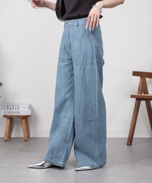 RCD(アールシーディー)の「ライトオンスデニムワイドベイカーパンツ(デニムパンツ・レディース・ブルー/ワンウォッシュ・3L/M/4L/LL/L)」の16枚目の写真