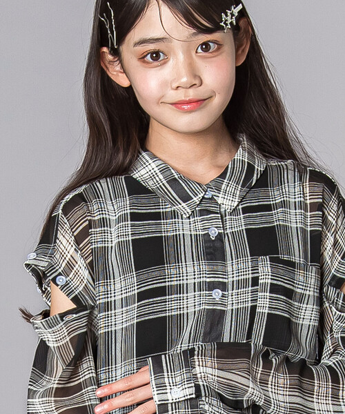 ZIDDY(ジディ)の「シアー短丈チェックシャツ&タンクトップスセット(130~160cm)(シャツ/ブラウス・キッズ・ホワイト系その他・130cm/140cm/FREE/150cm)」の22枚目の写真