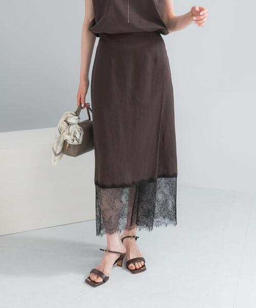 URBAN RESEARCH ROSSO WOMEN（アーバンリサーチ　ロッソ）の「レースドッキングリネンスカート（スカート・レディース・ライトベージュ/ブラウン系その他・FREE）」の2枚目の写真