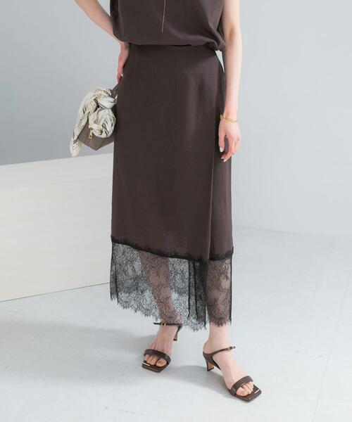 URBAN RESEARCH ROSSO WOMEN（アーバンリサーチ　ロッソ）の「レースドッキングリネンスカート（スカート・レディース・ライトベージュ/ブラウン系その他・FREE）」の3枚目の写真