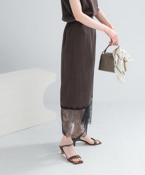 URBAN RESEARCH ROSSO WOMEN（アーバンリサーチ　ロッソ）の「レースドッキングリネンスカート（スカート・レディース・ライトベージュ/ブラウン系その他・FREE）」の4枚目の写真