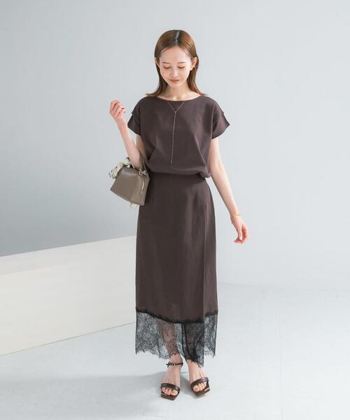 URBAN RESEARCH ROSSO WOMEN（アーバンリサーチ　ロッソ）の「レースドッキングリネンスカート（スカート・レディース・ライトベージュ/ブラウン系その他・FREE）」の6枚目の写真