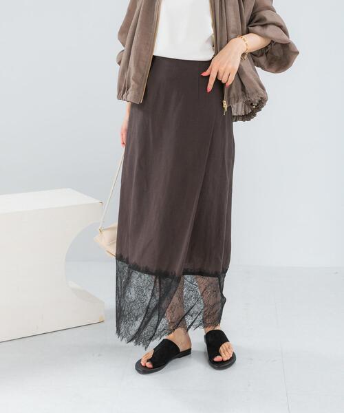 URBAN RESEARCH ROSSO WOMEN（アーバンリサーチ　ロッソ）の「レースドッキングリネンスカート（スカート・レディース・ライトベージュ/ブラウン系その他・FREE）」の7枚目の写真
