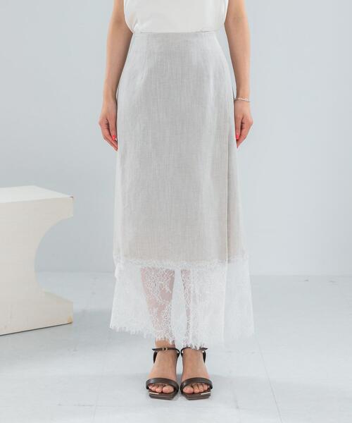 URBAN RESEARCH ROSSO WOMEN（アーバンリサーチ　ロッソ）の「レースドッキングリネンスカート（スカート・レディース・ライトベージュ/ブラウン系その他・FREE）」の14枚目の写真