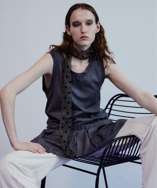 MAISON SPECIAL(メゾンスペシャル)の「Pleated Mini Jumper Skirt/プリーツミニジャンパースカート(チュニック・レディース・ブラック/グレー・FREE)」の4枚目の写真