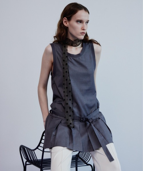 MAISON SPECIAL(メゾンスペシャル)の「Pleated Mini Jumper Skirt/プリーツミニジャンパースカート(チュニック・レディース・ブラック/グレー・FREE)」の5枚目の写真