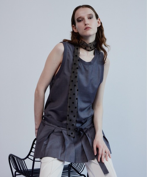 MAISON SPECIAL(メゾンスペシャル)の「Pleated Mini Jumper Skirt/プリーツミニジャンパースカート(チュニック・レディース・ブラック/グレー・FREE)」の6枚目の写真
