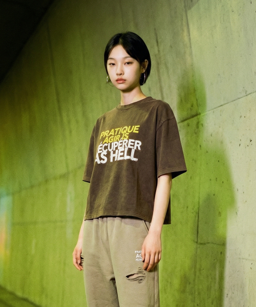 LENGAGEMENT(ランガージュマン)の「Hell Raising Salt Wash Crop Short Sleeve T-Shirt (Mocha)(Tシャツ/カットソー・レディース・モカ・1/2)」の3枚目の写真