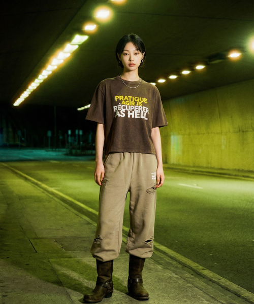 LENGAGEMENT(ランガージュマン)の「Hell Raising Salt Wash Crop Short Sleeve T-Shirt (Mocha)(Tシャツ/カットソー・レディース・モカ・1/2)」の6枚目の写真