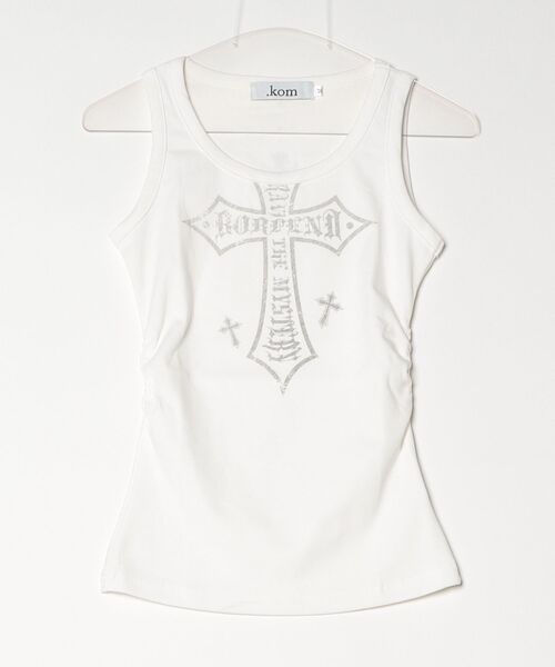 .KOM(ドットコム)の「A'GEM/9 × .kom 『.KOM/ドットケーオーエム』Cross Print Tank Top /クロスプリントタンクトップ(タンクトップ・レディース・ホワイト/ブラック・M)」の9枚目の写真