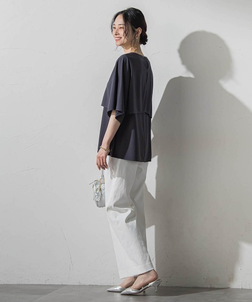 LAUTREAMONT（ロートレアモン）の「ケープ風カットジョーゼットプルオーバー（Tシャツ/カットソー・レディース・グリーン系その他/チャコールグレー/ホワイト/ネイビー・9号）」の15枚目の写真