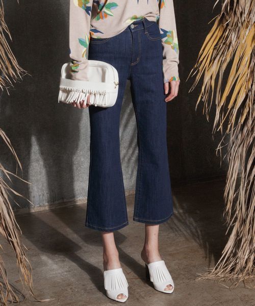 MURUA（ムルーア）の「デニムアンクルベルボトム（デニムパンツ・レディース・インディゴブルー/スカイブルー・2/M/1/S/0/XS）」の2枚目の写真