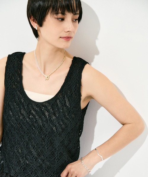 muller of yoshiokubo（ミュラーオブヨシオクボ）の「[muller of yoshiokubo/ミュラー オブ ヨシオクボ]RUFFLE CHIFFON LAYER TOP（キャミソール・レディース・ブラック/アイボリー/ミント・FREE）」の7枚目の写真