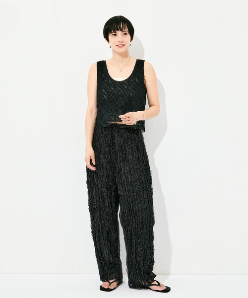 muller of yoshiokubo（ミュラーオブヨシオクボ）の「[muller of yoshiokubo/ミュラー オブ ヨシオクボ]RUFFLE CHIFFON LAYER TOP（キャミソール・レディース・ブラック/アイボリー/ミント・FREE）」の10枚目の写真