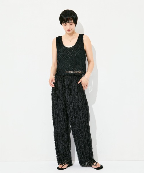 muller of yoshiokubo（ミュラーオブヨシオクボ）の「[muller of yoshiokubo/ミュラー オブ ヨシオクボ]RUFFLE CHIFFON LAYER TOP（キャミソール・レディース・ブラック/アイボリー/ミント・FREE）」の11枚目の写真