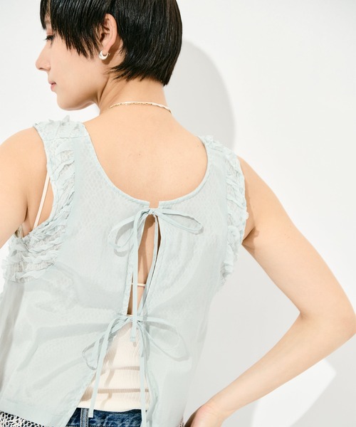 muller of yoshiokubo（ミュラーオブヨシオクボ）の「[muller of yoshiokubo/ミュラー オブ ヨシオクボ]RUFFLE CHIFFON LAYER TOP（キャミソール・レディース・ブラック/アイボリー/ミント・FREE）」の15枚目の写真