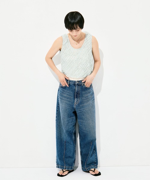 muller of yoshiokubo（ミュラーオブヨシオクボ）の「[muller of yoshiokubo/ミュラー オブ ヨシオクボ]RUFFLE CHIFFON LAYER TOP（キャミソール・レディース・ブラック/アイボリー/ミント・FREE）」の18枚目の写真