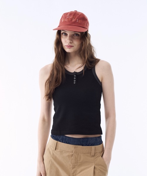 BENUA（ベヌア）の「Waffle henry tank top - ワッフルヘンリータンクトップ -（タンクトップ・レディース・カモフラージュ/ブラック・FREE）」の15枚目の写真
