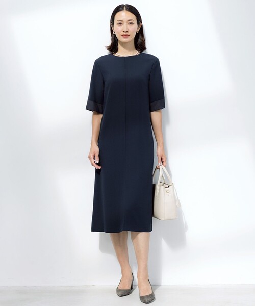 J.PRESS(ジェイプレス)の「【セットアップ対応・人気素材】Light ジョーゼット ワンピース(ワンピース・レディース・ネイビー系/ダークブラウン系・9/11)」の4枚目の写真
