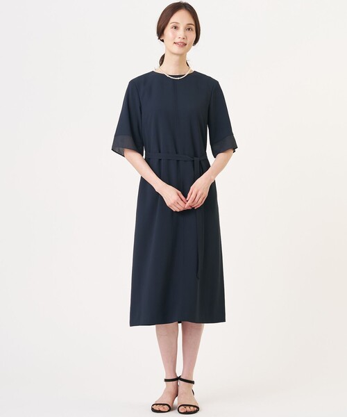 J.PRESS(ジェイプレス)の「【セットアップ対応・人気素材】Light ジョーゼット ワンピース(ワンピース・レディース・ネイビー系/ダークブラウン系・9/11)」の8枚目の写真