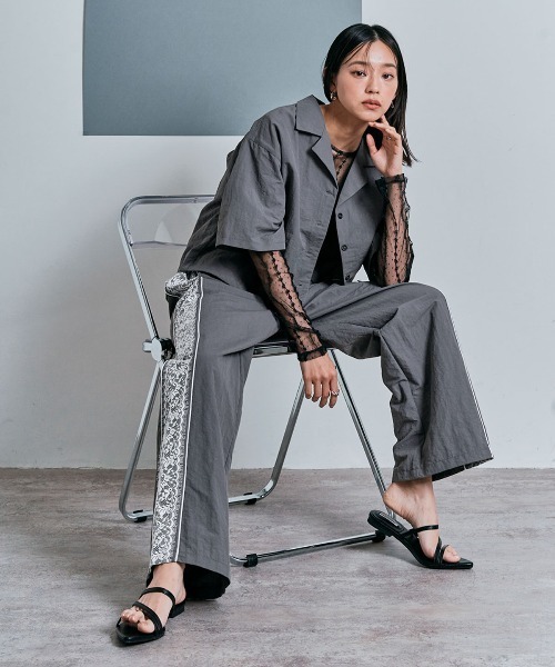 W:Huku（フーク）の「撥水サイドレースパンツ（その他パンツ・レディース・ブラック×ホワイト/ベージュ系その他/グレー・L/M）」の20枚目の写真