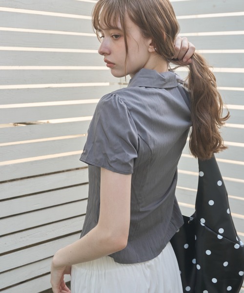 Birthday room(バースデイルーム)の「アシメ襟シャツ/Asymmetric collar shirt(シャツ/ブラウス・レディース・ホワイト/グレー・FREE)」の21枚目の写真
