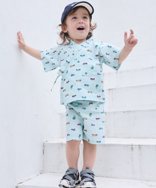 petit main(プティマイン)の「【WEB別注】BOYSアソート甚平(浴衣・キッズ・サックスブルー/ネイビー・80cm/110cm/120cm/100cm/130cm/90cm)」の1枚目の写真