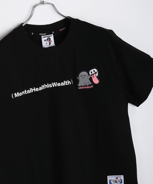 GRAF&WU(グラフアンドユー)の「GRAF&WU グラフアンドウー オバケワッペン ワンポイント刺繍 オーバーサイズ ゴースト キャラクターT 半袖 メンタルヘルス(Tシャツ/カットソー・メンズ・ブラック系その他/ベージュ/ブラック系その他2/ホワイト/ブラック・M/XL/L)」の4枚目の写真