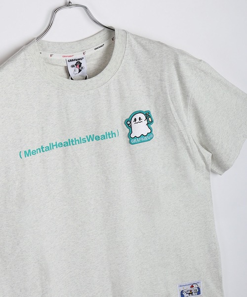 GRAF&WU(グラフアンドユー)の「GRAF&WU グラフアンドウー オバケワッペン ワンポイント刺繍 オーバーサイズ ゴースト キャラクターT 半袖 メンタルヘルス(Tシャツ/カットソー・メンズ・ブラック系その他/ベージュ/ブラック系その他2/ホワイト/ブラック・M/XL/L)」の13枚目の写真