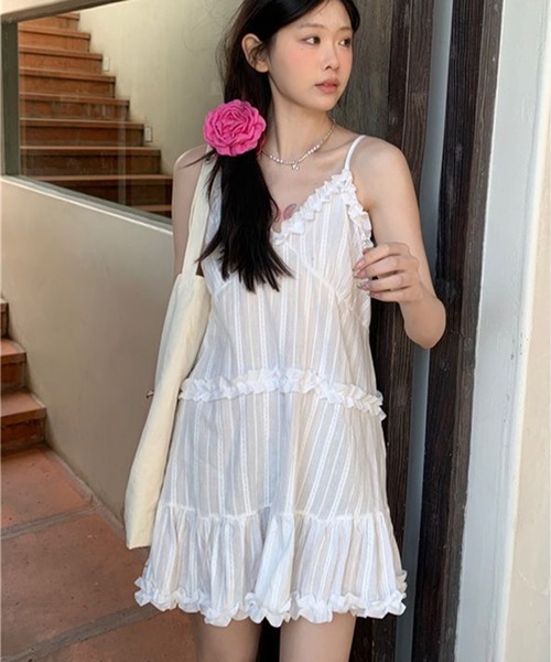 AsheKsha(アシクシャ)の「ストラップドレス(ワンピース・レディース・ホワイト・F)」の2枚目の写真