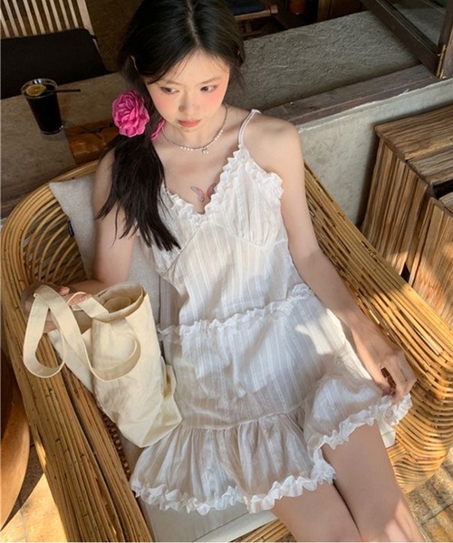 AsheKsha(アシクシャ)の「ストラップドレス(ワンピース・レディース・ホワイト・F)」の3枚目の写真