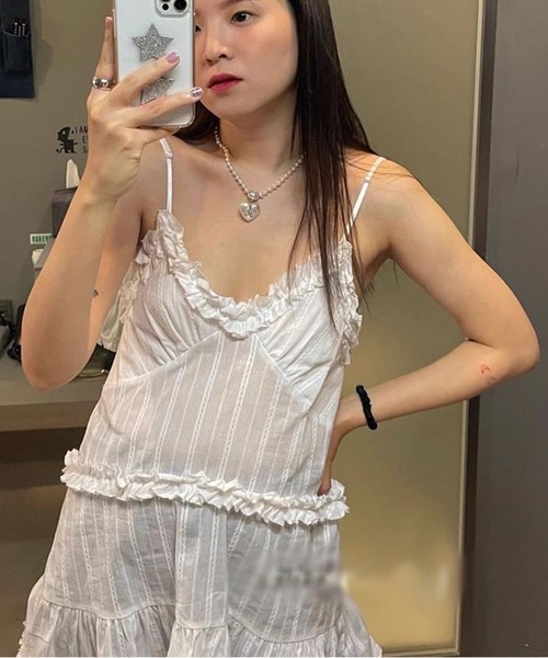 AsheKsha(アシクシャ)の「ストラップドレス(ワンピース・レディース・ホワイト・F)」の5枚目の写真