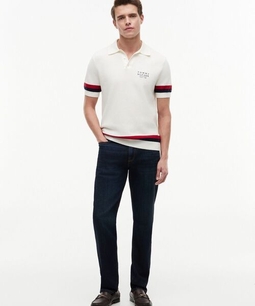 TOMMY HILFIGER（トミーヒルフィガー）の「半袖コットンポロシャツ（ポロシャツ・メンズ・ホワイト/ネイビー・SMALL/X-LARGE/LARGE/MEDIUM）」の3枚目の写真