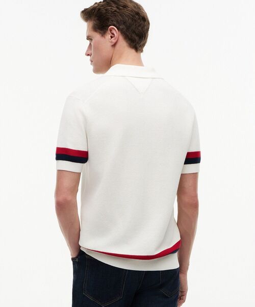 TOMMY HILFIGER（トミーヒルフィガー）の「半袖コットンポロシャツ（ポロシャツ・メンズ・ホワイト/ネイビー・SMALL/X-LARGE/LARGE/MEDIUM）」の5枚目の写真