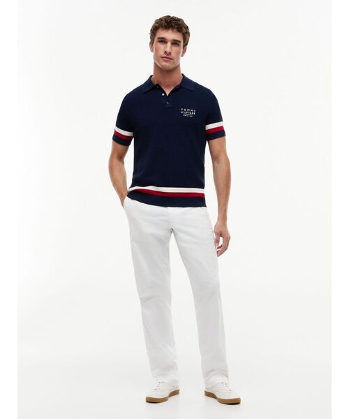 TOMMY HILFIGER（トミーヒルフィガー）の「半袖コットンポロシャツ（ポロシャツ・メンズ・ホワイト/ネイビー・SMALL/X-LARGE/LARGE/MEDIUM）」の9枚目の写真