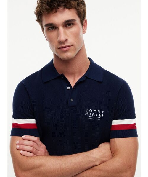TOMMY HILFIGER（トミーヒルフィガー）の「半袖コットンポロシャツ（ポロシャツ・メンズ・ホワイト/ネイビー・SMALL/X-LARGE/LARGE/MEDIUM）」の10枚目の写真