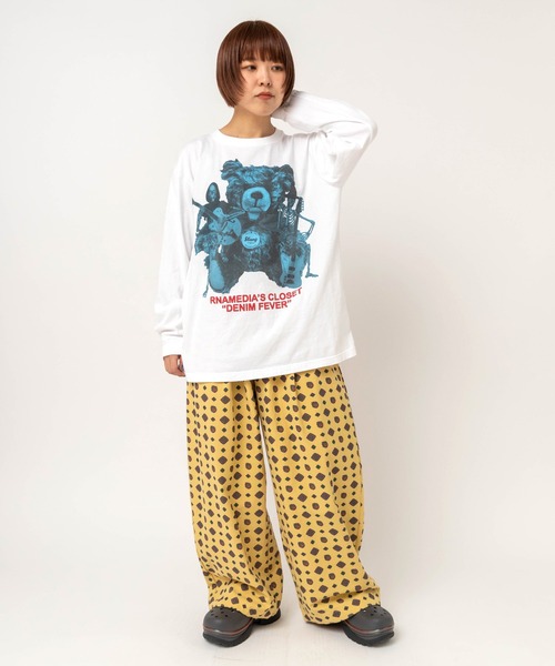 RNA(アールエヌエー)の「M2730 ベアースカルプリントロンT(Tシャツ/カットソー・レディース・ブラック/ホワイト/杢グレー・MEDIUM)」の4枚目の写真