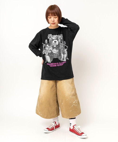 RNA(アールエヌエー)の「M2730 ベアースカルプリントロンT(Tシャツ/カットソー・レディース・ブラック/ホワイト/杢グレー・MEDIUM)」の8枚目の写真
