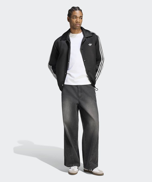 adidas（アディダス）の「adidas/アディダス 3 STRIPES SATIN COACHES JACKET スリーストライプス サテン コーチジャケット ライトアウター ブルゾン 袖ライン ブランドロゴ シンプル ベーシック メンズ レディース 2026年秋冬 秋服（スタジャン・メンズ・ブラック/ライトブラウン・S/M/L/XL）」の9枚目の写真