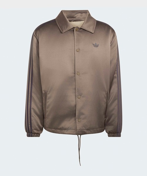 adidas（アディダス）の「adidas/アディダス 3 STRIPES SATIN COACHES JACKET スリーストライプス サテン コーチジャケット ライトアウター ブルゾン 袖ライン ブランドロゴ シンプル ベーシック メンズ レディース 2026年秋冬 秋服（スタジャン・メンズ・ブラック/ライトブラウン・S/M/L/XL）」の7枚目の写真