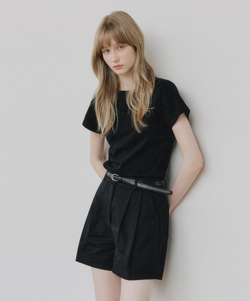 LEFTSEOUL（レフトソウル）の「ベーシックハーフTシャツ[ブラック]（Tシャツ/カットソー・レディース・ブラック・FREE）」の2枚目の写真