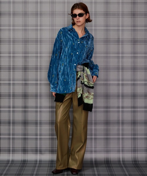 MAISON SPECIAL（メゾンスペシャル）の「Flower Embroidery Velour Overshirt/フラワーエンブロイダリーベロアオーバーシャツ（シャツ/ブラウス・レディース・ブラック/ブルー/ホワイト・FREE）」の12枚目の写真
