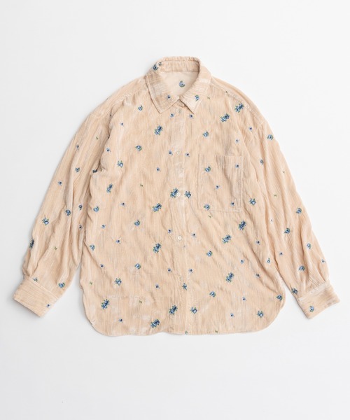 MAISON SPECIAL（メゾンスペシャル）の「Flower Embroidery Velour Overshirt/フラワーエンブロイダリーベロアオーバーシャツ（シャツ/ブラウス・レディース・ブラック/ブルー/ホワイト・FREE）」の21枚目の写真