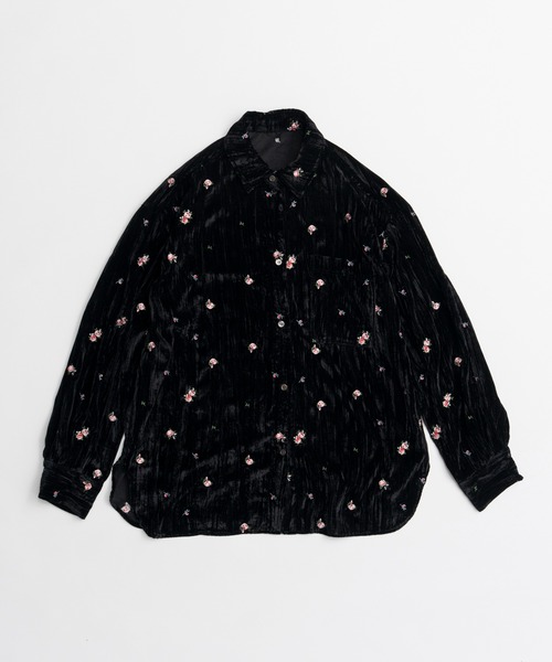 MAISON SPECIAL（メゾンスペシャル）の「Flower Embroidery Velour Overshirt/フラワーエンブロイダリーベロアオーバーシャツ（シャツ/ブラウス・レディース・ブラック/ブルー/ホワイト・FREE）」の22枚目の写真