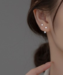 2 粒石後ろ吊りミニピアス　アレルギー対応