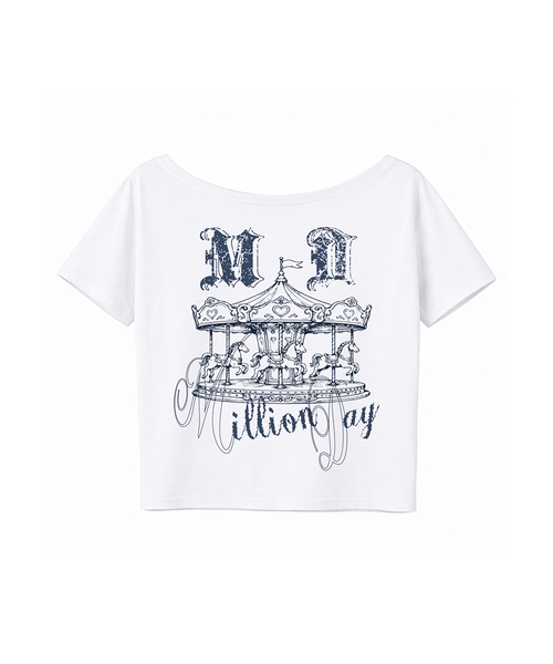 MILLION DAY(ミリオンデイ)の「M.D メリーゴーランド ワンオフショルダー 半袖Tシャツ(Tシャツ/カットソー・レディース・ライトグレー/ホワイト/ブラック・FREE)」の1枚目の写真