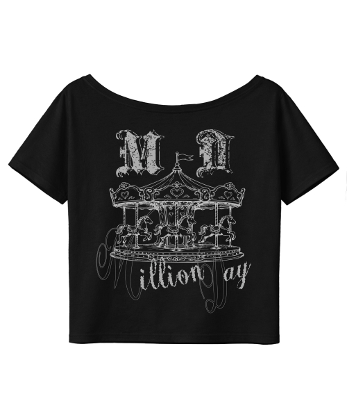 MILLION DAY(ミリオンデイ)の「M.D メリーゴーランド ワンオフショルダー 半袖Tシャツ(Tシャツ/カットソー・レディース・ライトグレー/ホワイト/ブラック・FREE)」の5枚目の写真