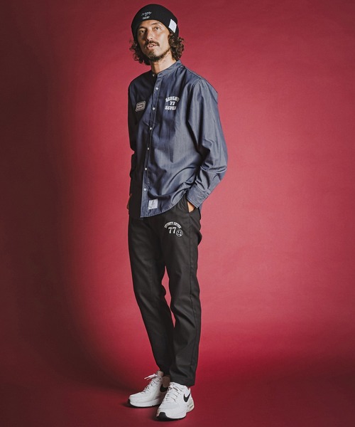 seventy seven(セブンティセブン)の「ms6597- denim style band collar L-S shirt (funny arch) バンドカラー長袖シャツ(7726W310)(シャツ/ブラウス・メンズ・ブラック/インディゴブルー・S/M/L/XL)」の5枚目の写真